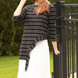 Women’s black and grey striped top